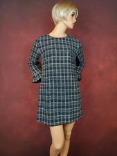 Charlie Paige Black White Gray Tweed Career Dress Large 3/4 Length Bell Sleeves