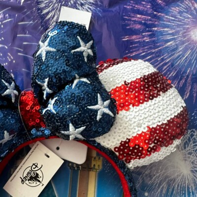 NEW Disney Stars Stripes Americana Minnie Ears Headband Patriotic Flag 2022 NEW Disney Stars Stripes Americana Minnie Ears Headband  main image 3