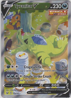 Pokemon Tcg Ss Battle Styles 155 163 Tyranitar V Alternate Full Art Rare Card Ebay