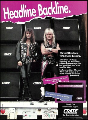 Warrant Erik Turner Joey Allen 1992 Crate TD50C stack guitar amp ad print
