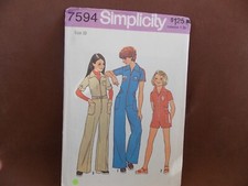 Vintage Simplicity Girls Jumpsuit Size 10 Uncut Pattern 7594