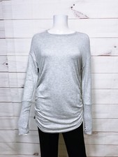 Athleta Womens Sweatshirt Size S Gray Stretch Long Sleeve Thumbholes Pullover