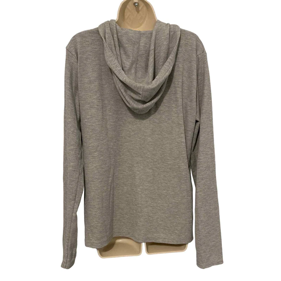 Faded Glory Grey Waffle Knit Hooded Long Sleeve Hendley XL Pre-owned - Image 3 of 4