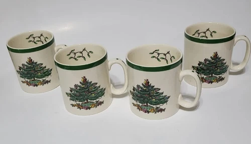 SPODE Christmas Tree Tom and Jerry Mug Set of 4 in Box READ