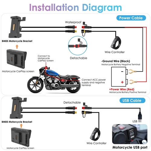 Carpuride W702S Moto Carplay Pantalla BMW BM05 Montaje Android Controlador Auto Cableado - Imagen 8 de 9