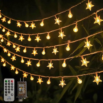 Crystal Globe & Star String Lights Plug in - 72 FT 160 LED Star Fairy String Lig