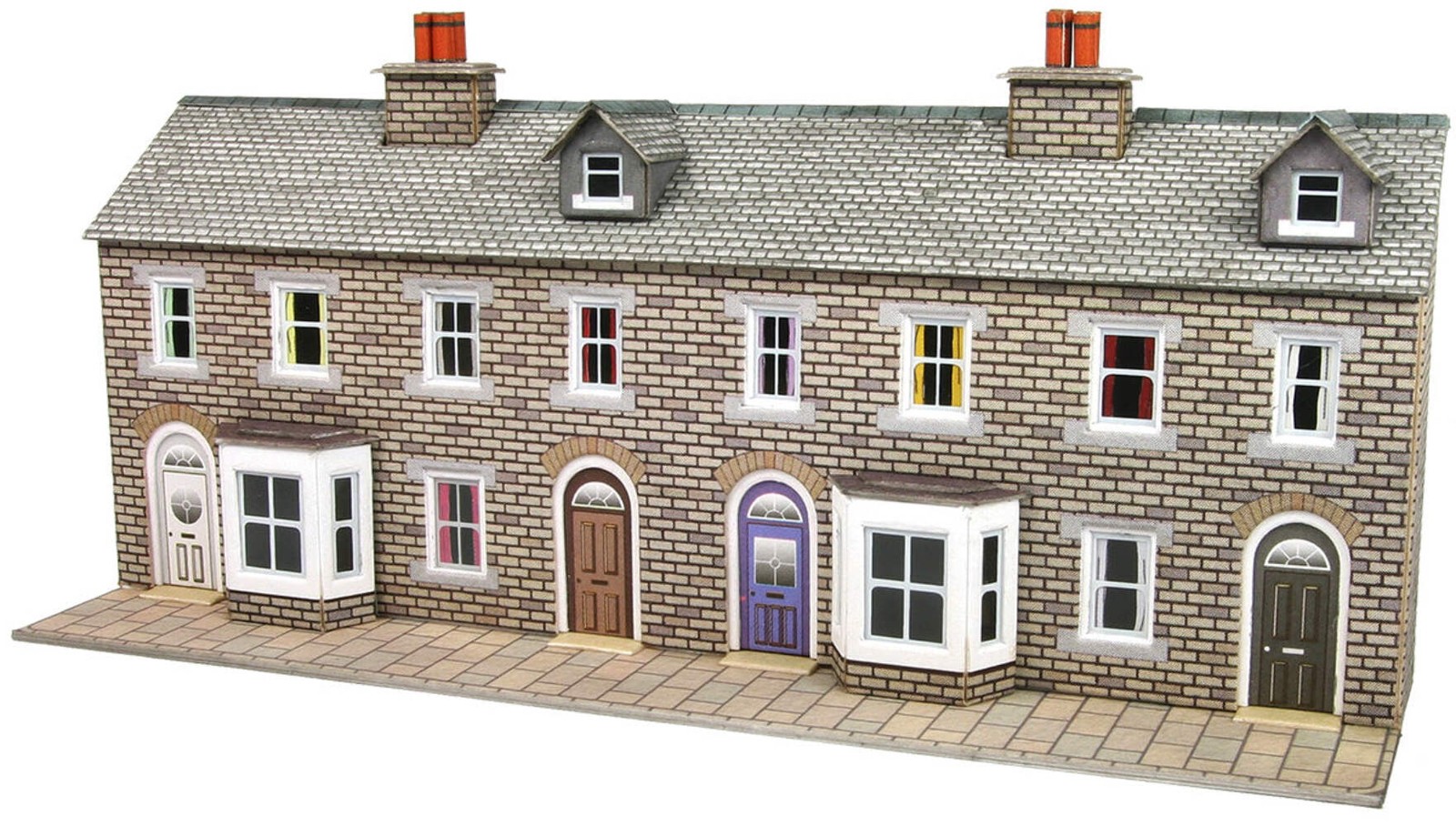 Metcalfe PN175 N Gauge Terraced House Fronts - Stone Card Kit