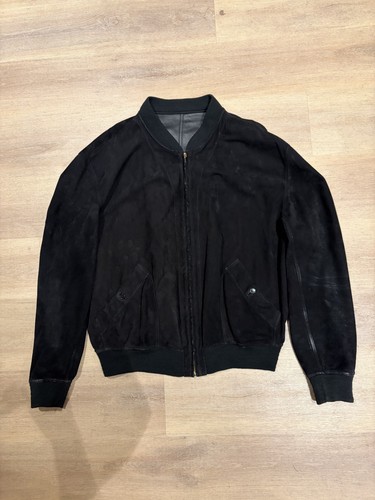 Bally Bomber Jacket Reversible Suede Leather Black 48 Italy