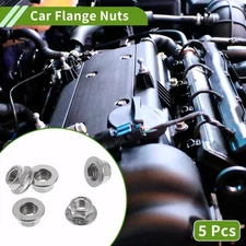 5 Pcs M10*1.5 Car Flange Nuts 304 Stainless Steel,Metal Rubber Ring Flat Hex