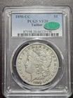1890-CC Morgan Silver Dollar PCGS VF20 Tailbar With CAC Certification- Rare!