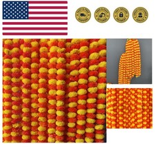 5 PC 5ft Marigold Garland - Vibrant Indian Floral Decor for Weddings  Festivals
