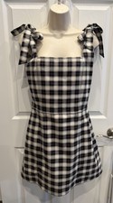 Alice + Olivia Maryann Tie Shoulder Plaid Mini Dress Size 6 Pinafore