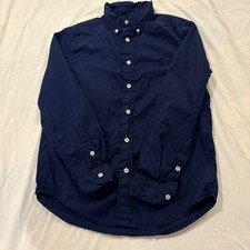 Ralph Lauren Boys Navy Blue Cotton Button Down Shirt Size M 10-12 Long Sleeve