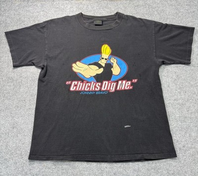 Vintage 90s Johnny Bravo ''Chicks Dig Me'' T-Shirt L Cartoon Network Made in USA