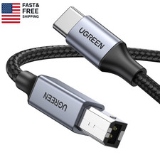 USB B to USB C Printer Cable 3 FT, Nylon USB B to USBC Cable for Macbook Pro/Air
