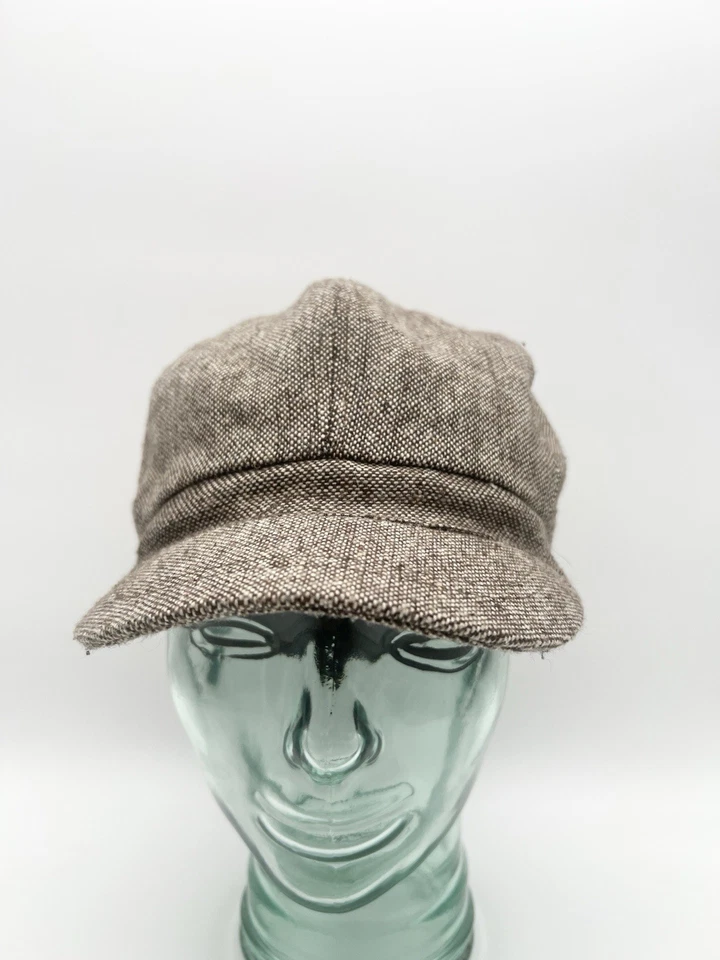 Vintage 40s Women’s Workwear Cap Hat Brown Linen Wool Handmade Size Medium - Image 3 of 4