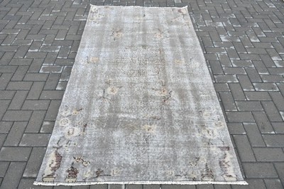 4x7,2 ft Rug, Vintage Turkish Area Rug, Gray Wool Rug