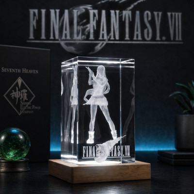 Tifa Lockhart - Final Fantasy VII 3D Kristall LED Lampe mit Premium Lasergravur