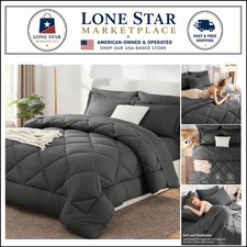 Ultimate 7-Piece Dark Grey Queen Comforter Set - Modern Soft Bedding Essentials