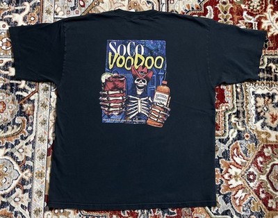 Vintage Y2K Southern Comfort SoCo Voodoo Skeleton Black T-Shirt size ADULT XL