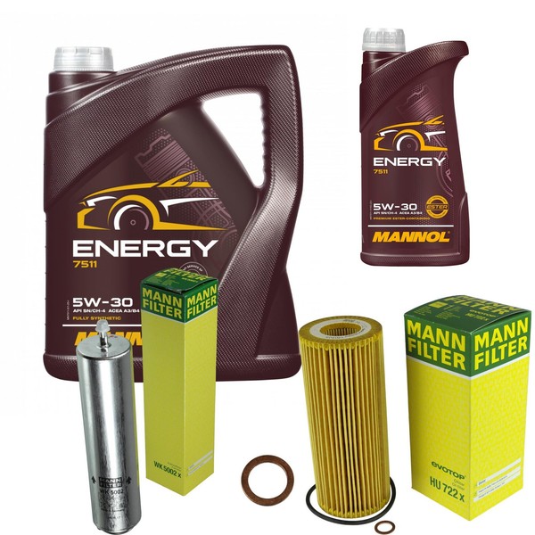 Inspektionspaket 6L Mannol Energy 5W-30 FüR BMW E83 2.0D E87 120D E61 520D-image