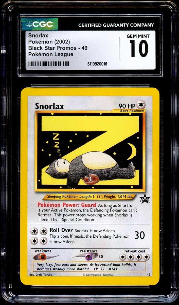 London Pokémon カード CGC 10 GEM MINT Snorlax Z # 49 WOTC Black Star Promo Pokemon Card