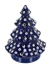Blue Rose Polish Pottery Dots Tree Luminary