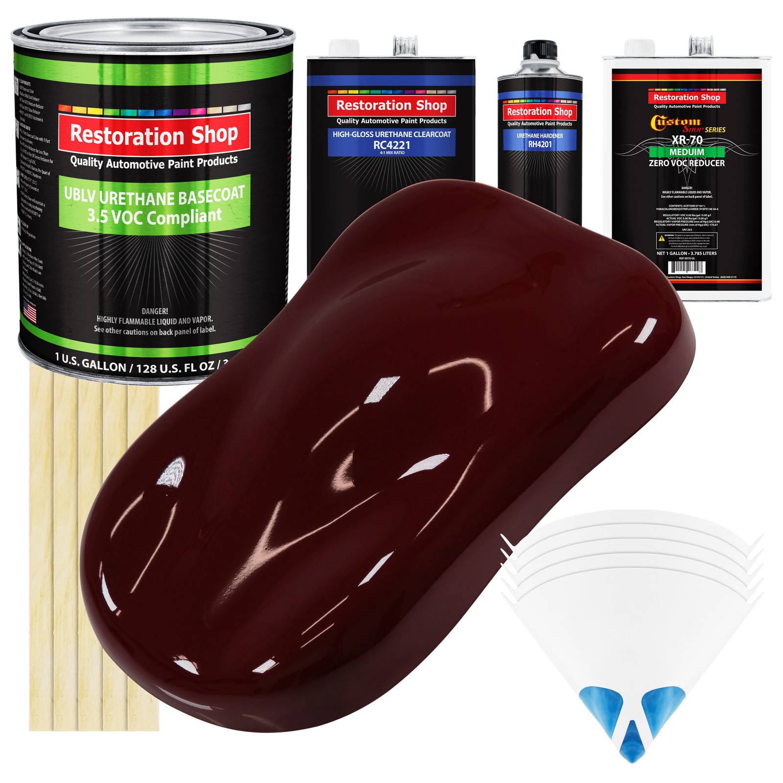 Burgundy Gallon Low VOC Urethane Basecoat Clearcoat Auto Paint Kit