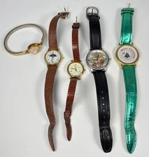 Lot 5 Vintage Watches Sovereign Timex Armitron Chatom For Parts and Repair
