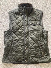 Vintage Polo Ralph Lauren Diamond quilted Vest Hunting Club Olive Leather Trim M