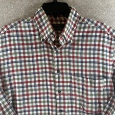 Orvis Button Down Shirt Medium Red Plaid Signature Collection Flannel Cotton