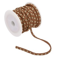 32.8ft Studded Faux Suede Cord Rope for Jewelry Making, Dark Brown Golden