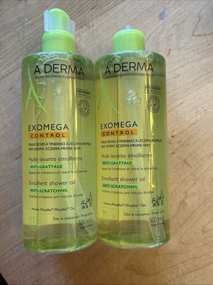 A-Derma EXOMEGA CONTROL emollient Shower Oil Reduces Dryness 500ml NEW! LOT OF 2