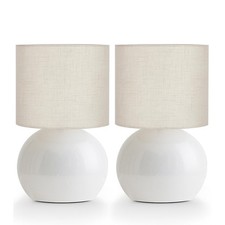 Small Table Lamp for Bedroom, Bedside Nightstand Lamp Set of 2, Minimalist Me...