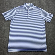 Peter Millar Summer Comfort Polo Men  s XL Blue Stripe Performance Golf Shirt