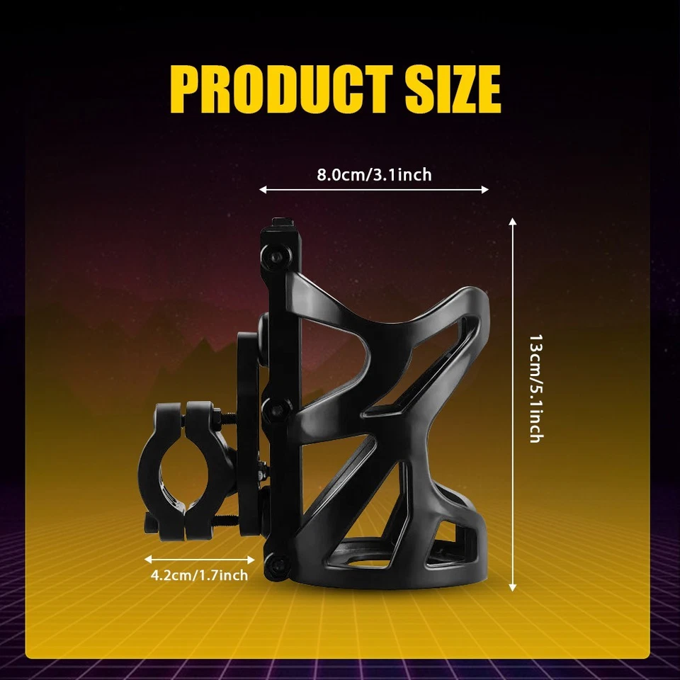 Manillar universal de motocicleta negro portabotellas soporte para bebidas para Harley Foto 3 de 4