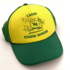 CAMP KNOW WHERE 1985 retro computer Stranger Things foam trucker cap