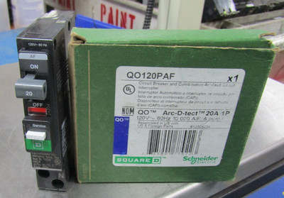  NEW SQUARE D SCHNEIDER 20 AMP CIRCUIT BREAKER ARC-D-TEC 120V 1P QO120PAF