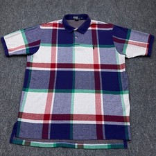 VTG Polo Ralph Lauren Polo Shirt Men's XL Windowpane Big Plaid Made in USA READ