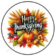 HAPPY THANKSGIVING HARVEST ENVELOPE SEALS LABELS STICKERS PARTY FAVORS