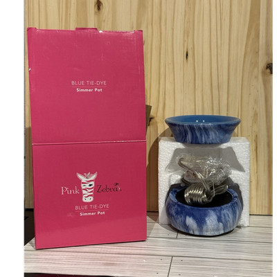 Pink Zebra Blue Tie-Dye Simmer Pot Home Fragrance Warmer Blue White