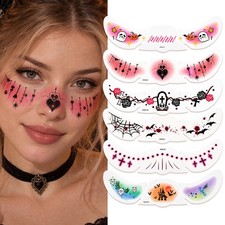 Halloween Freckles Face Tattoos, 6pcs Glitter Makeup Patches Face Speckles