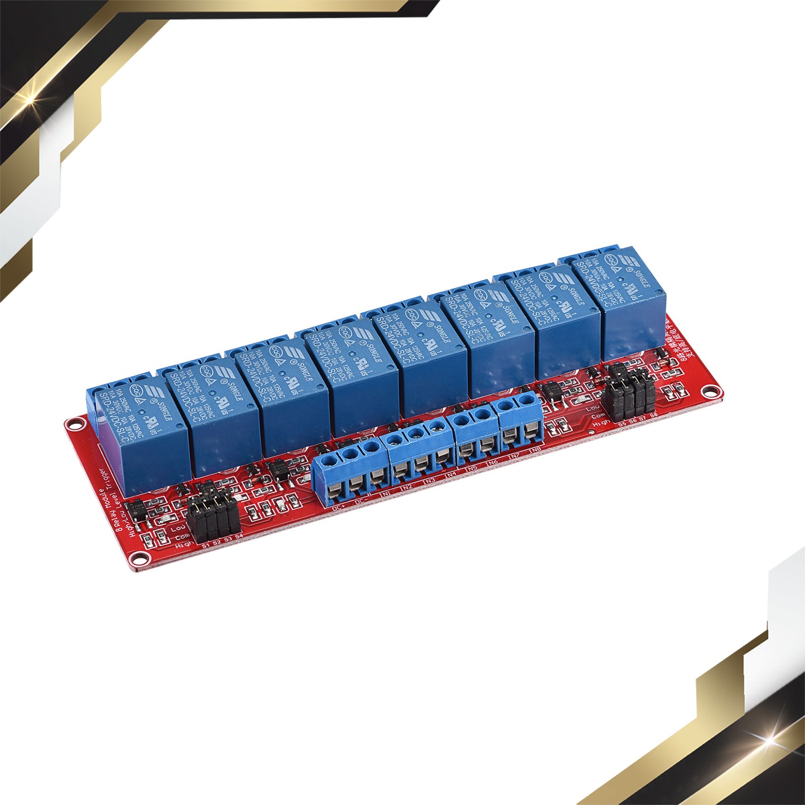 Relay Module 8 Channel 24V High Low Level Trigger Red Module Board | eBay