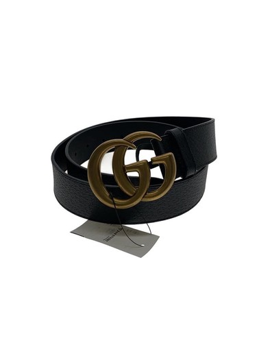Gucci Belt GG Marmont Blk Plain Mens Used