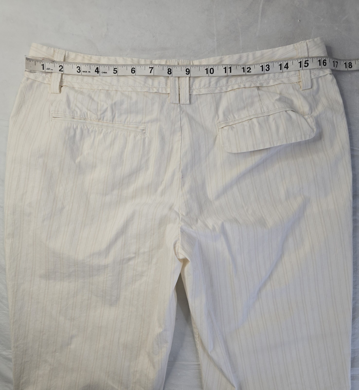 Calvin Klein Dress Pant Ivory Cream Pinstripe Dramatic Flared Leg Y2K Officewear thumbnail 13