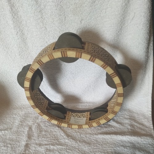 Handcrafted Inlay Egyptian Riq Tambourine Percussion Music Instrument Cymbals