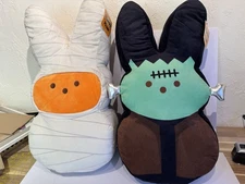 Peeps Halloween Plush Lot Frankenstein & Mummy Bunny 2025 Dan Dee 2-Pack 20”