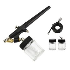 Dual Action Airbrush Kit 0.8mm Siphon Feed Set With 2 Glass Jars