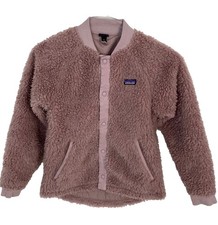 Patagonia Retro-X Fleece Bomber Jacket Girls Youth Large 12 Pink Snap Front