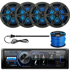 JVC KDX560BT Bluetooth Receiver, 4 x 6.5" LED Speakers, Antenna, Speaker Wire